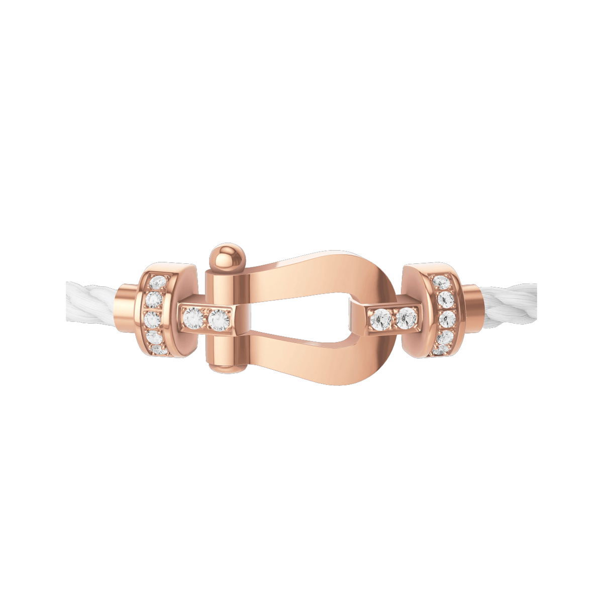 FRED Force 10 White Cord with 18k Rose Half Diamond MD Buckle, Exclusively at Hamilton Jewelers