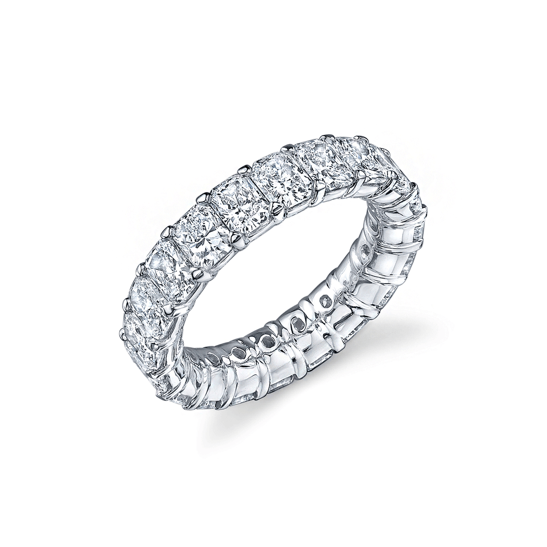 Platinum and Radiant Cut Diamond 8.13 Total Weight Band