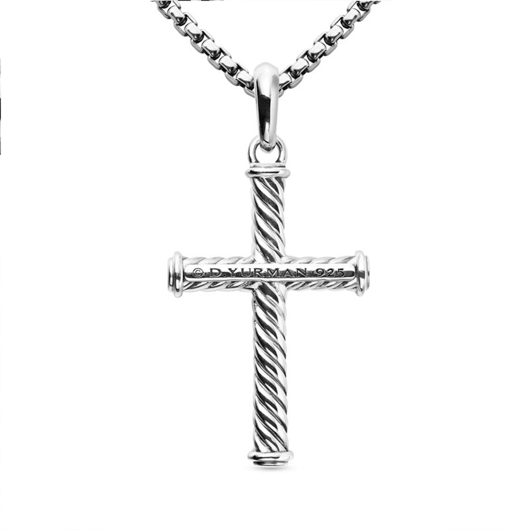 David Yurman Cable Cross Pendant Sterling Silver, 35mm