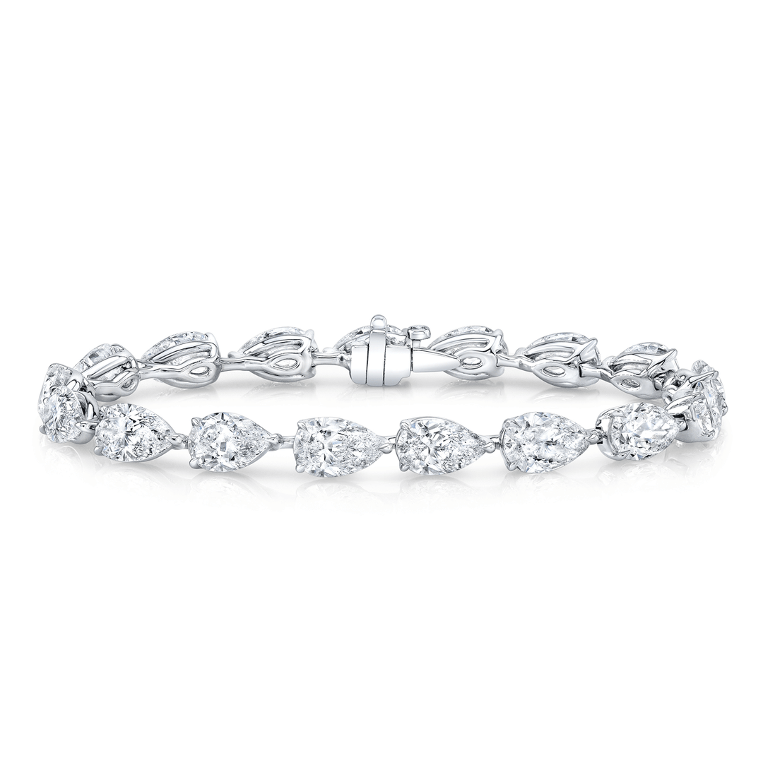 Hamilton Line Collection 18k White Gold and 8.05 Total Weight Pear Shape Natural Diamond Line Bracelet