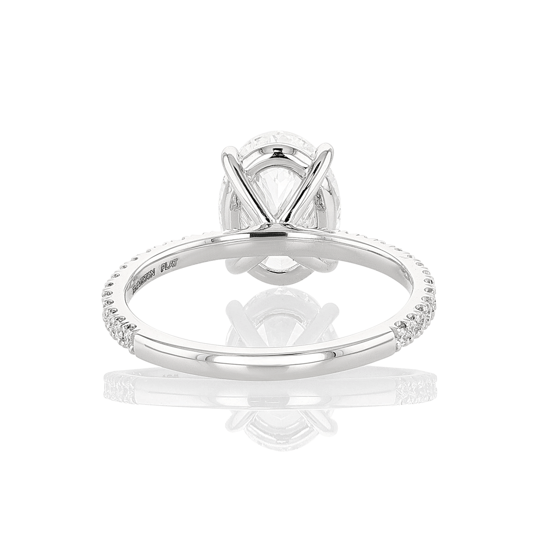 Platinum and 2.60 Total Weight Oval Shape Solitaire Diamond Ring