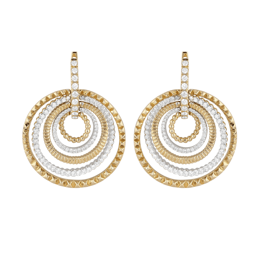 18k Gold and Diamond 1.40 Total Weight Circle Earrings