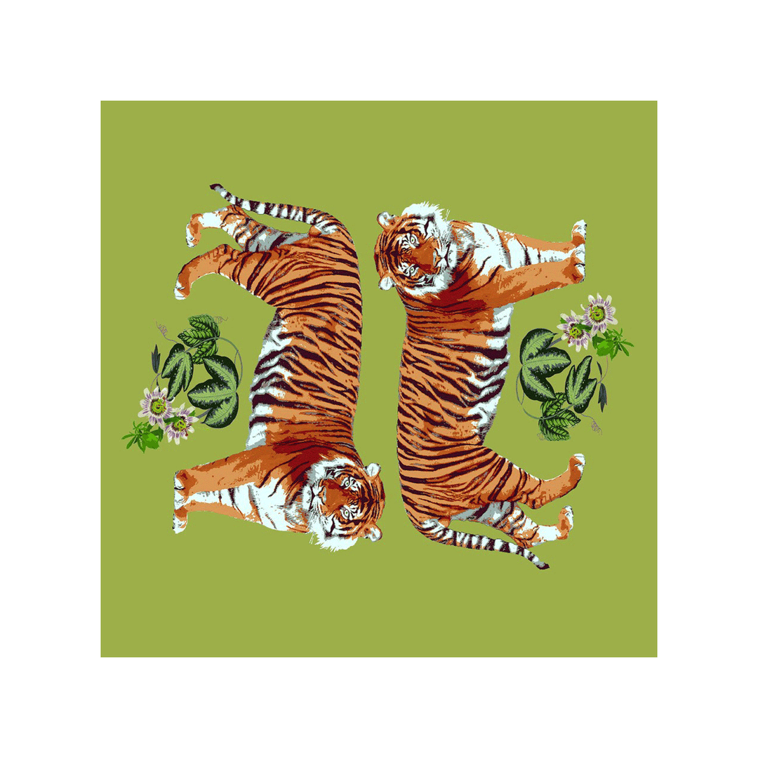 Tiger Seeing Double Hot Green Acrylic Candy Dish Tray