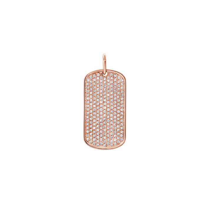14k Rose Gold Diamond .56 Total Weight Dog Tag Charm