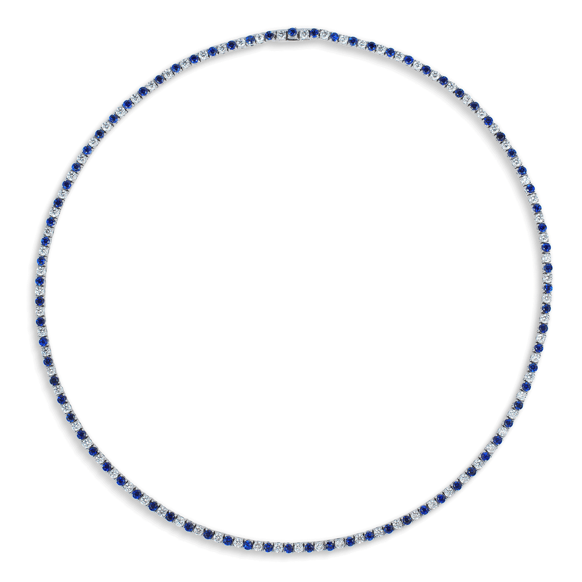 18k White Gold and Sapphire 7.11 Total Weight Line 18 Inch Necklace