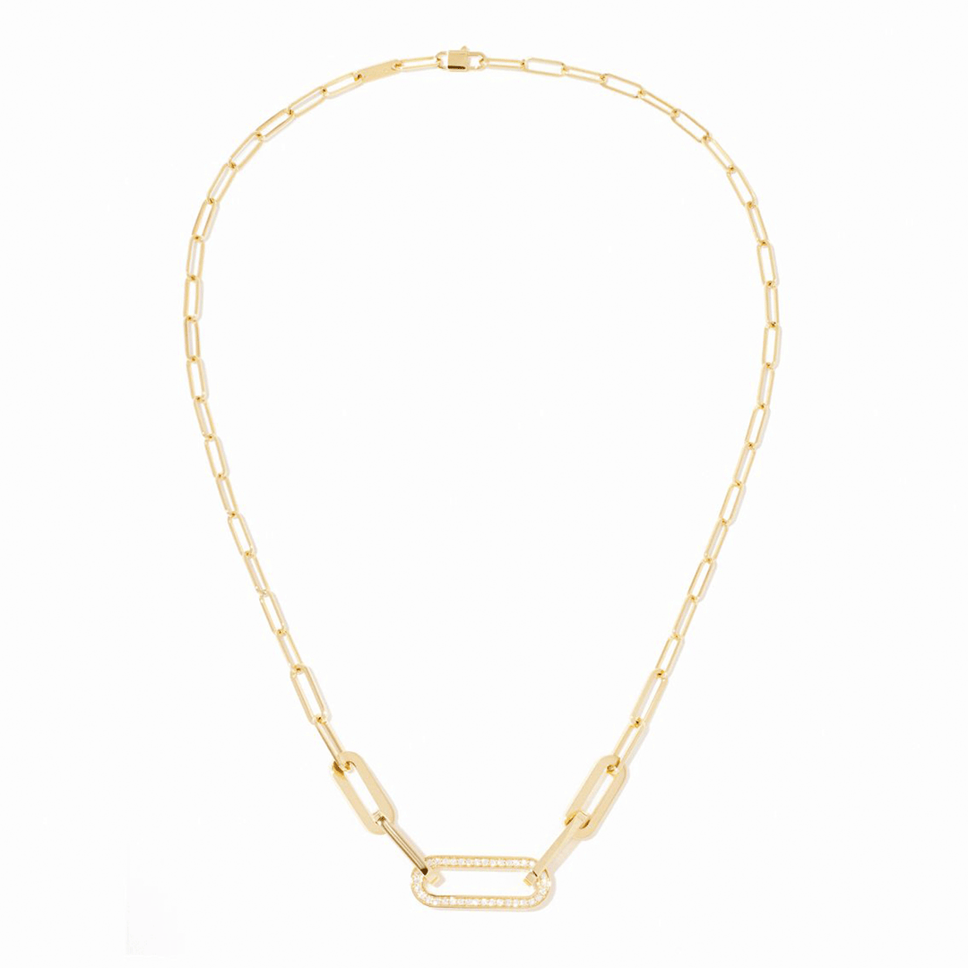 Dinh Van Maillon 18k Yellow Gold and Diamond L Necklace