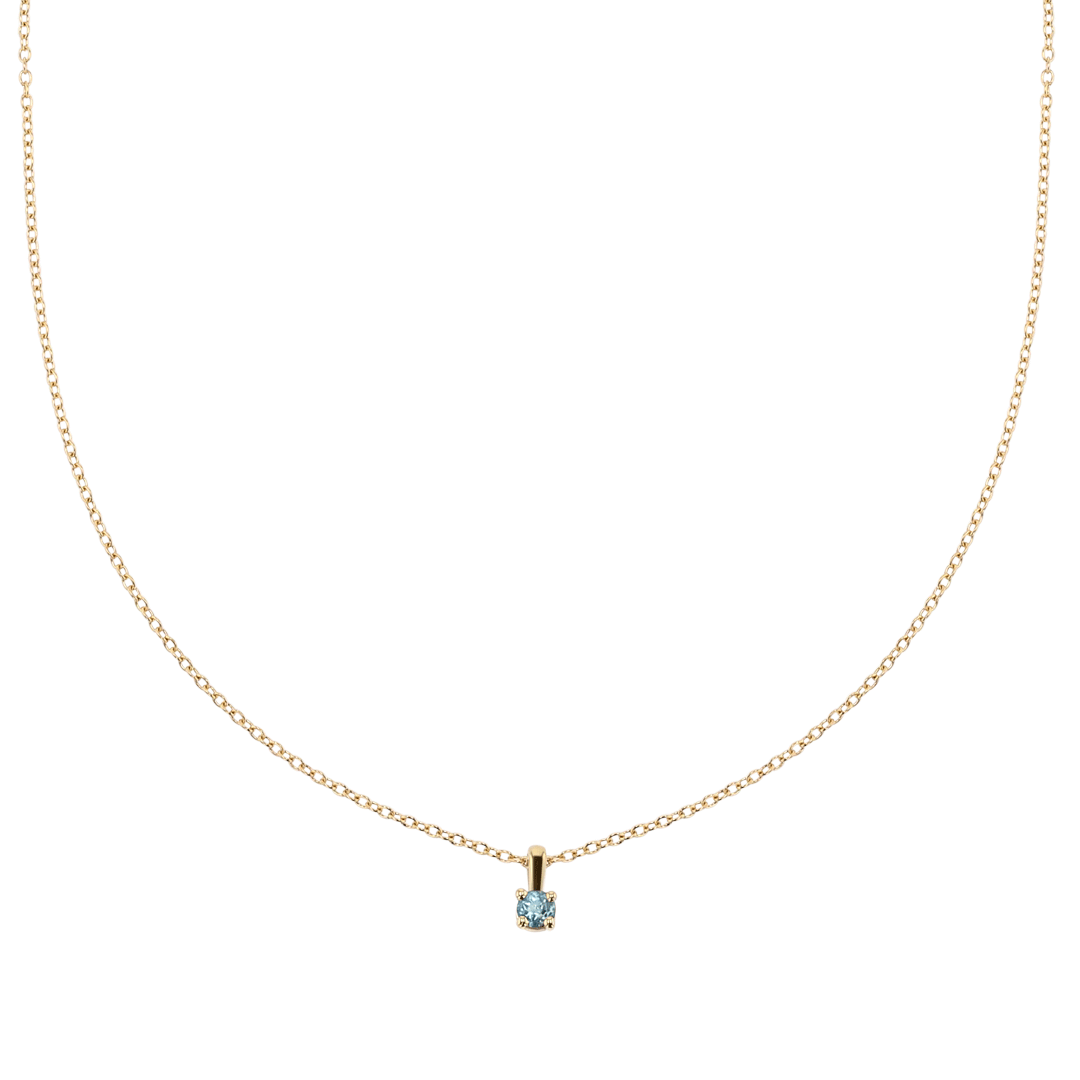 14k Yellow Gold and Blue Topaz Birthstone Pendant