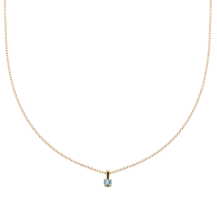 14k Yellow Gold and Blue Topaz Birthstone Pendant