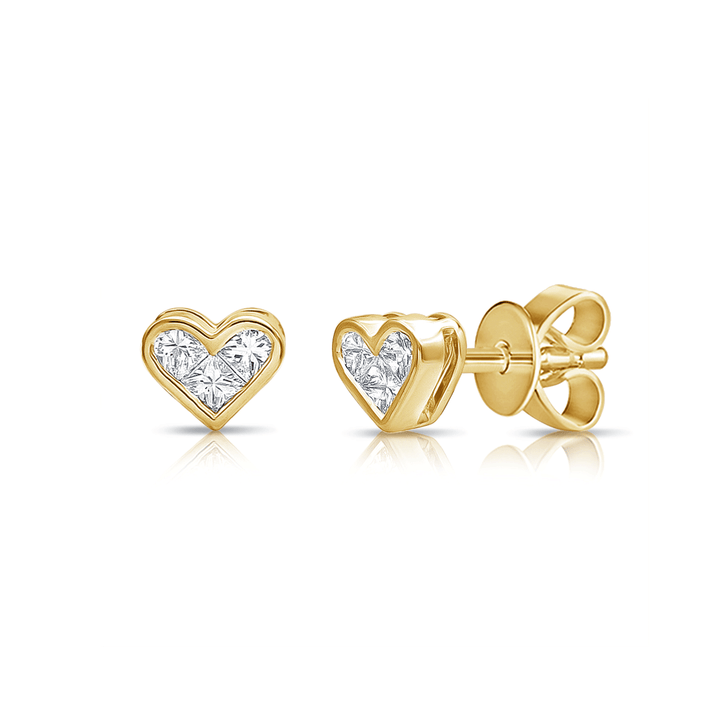 14k Gold .51 Total Weight Diamond Heart Shape Studs