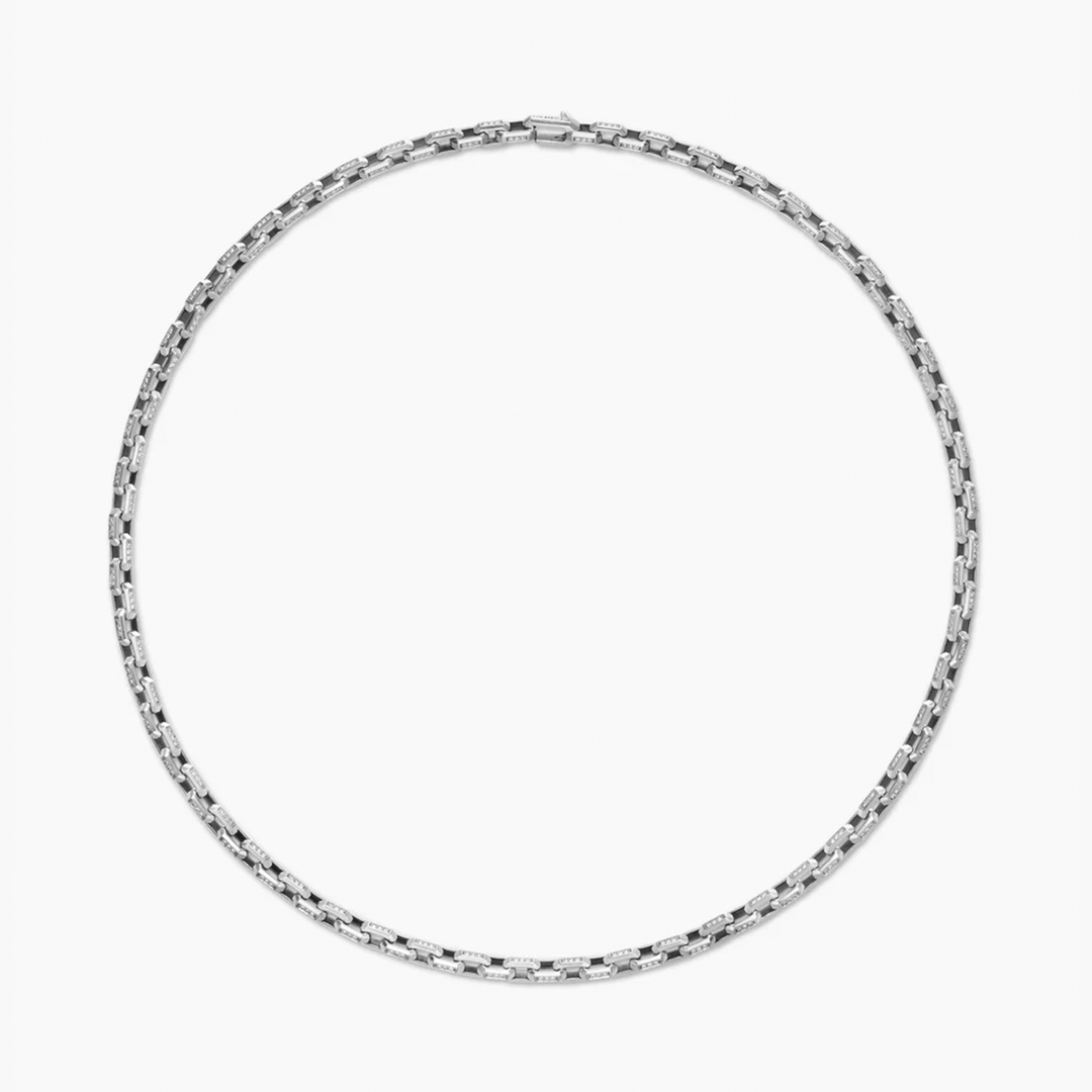 David Yurman Streamline Link Necklace Sterling Silver with Black Diamonds, 5.5mm