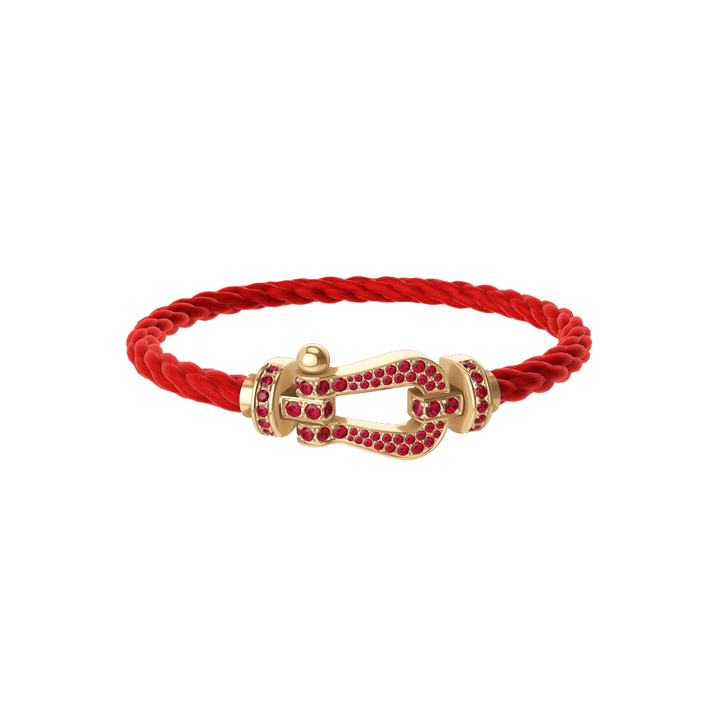 Fred FORCE 10 Red Cable 18k Yellow Gold Rubies LG Buckle, Exclusively at Hamilton Jewelers