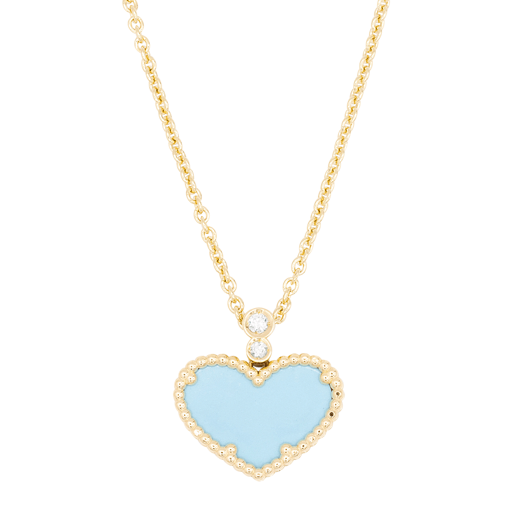 1970's 18k Gold Turquoise Heart Shape Pendant