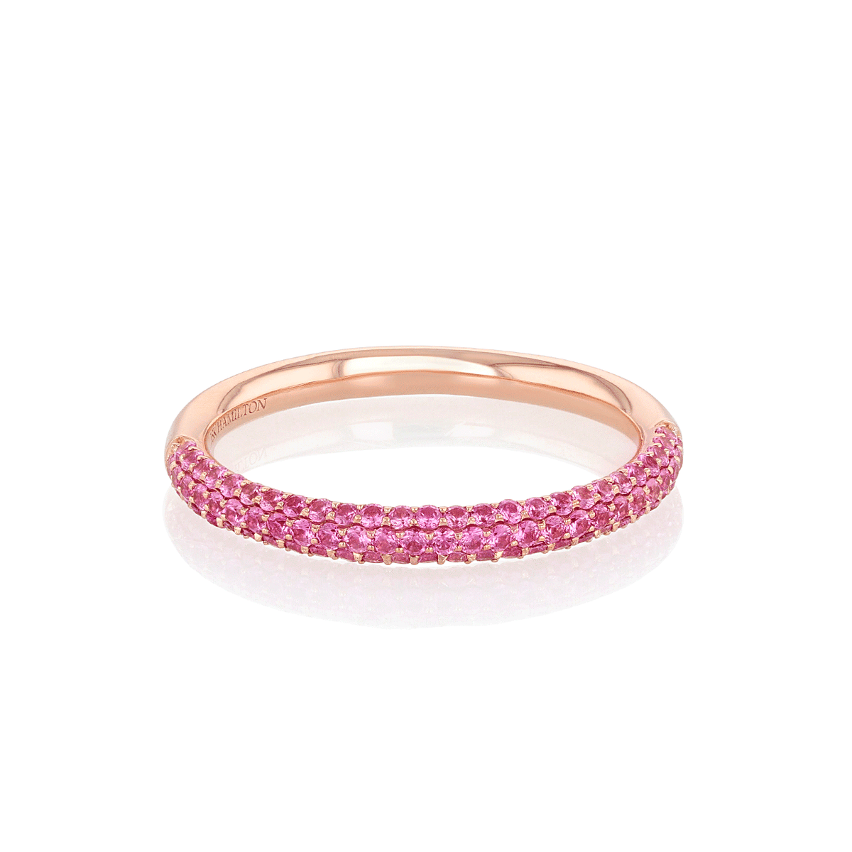 18k Yellow Gold and .40 Total Weight Pink Sapphire Pave Band