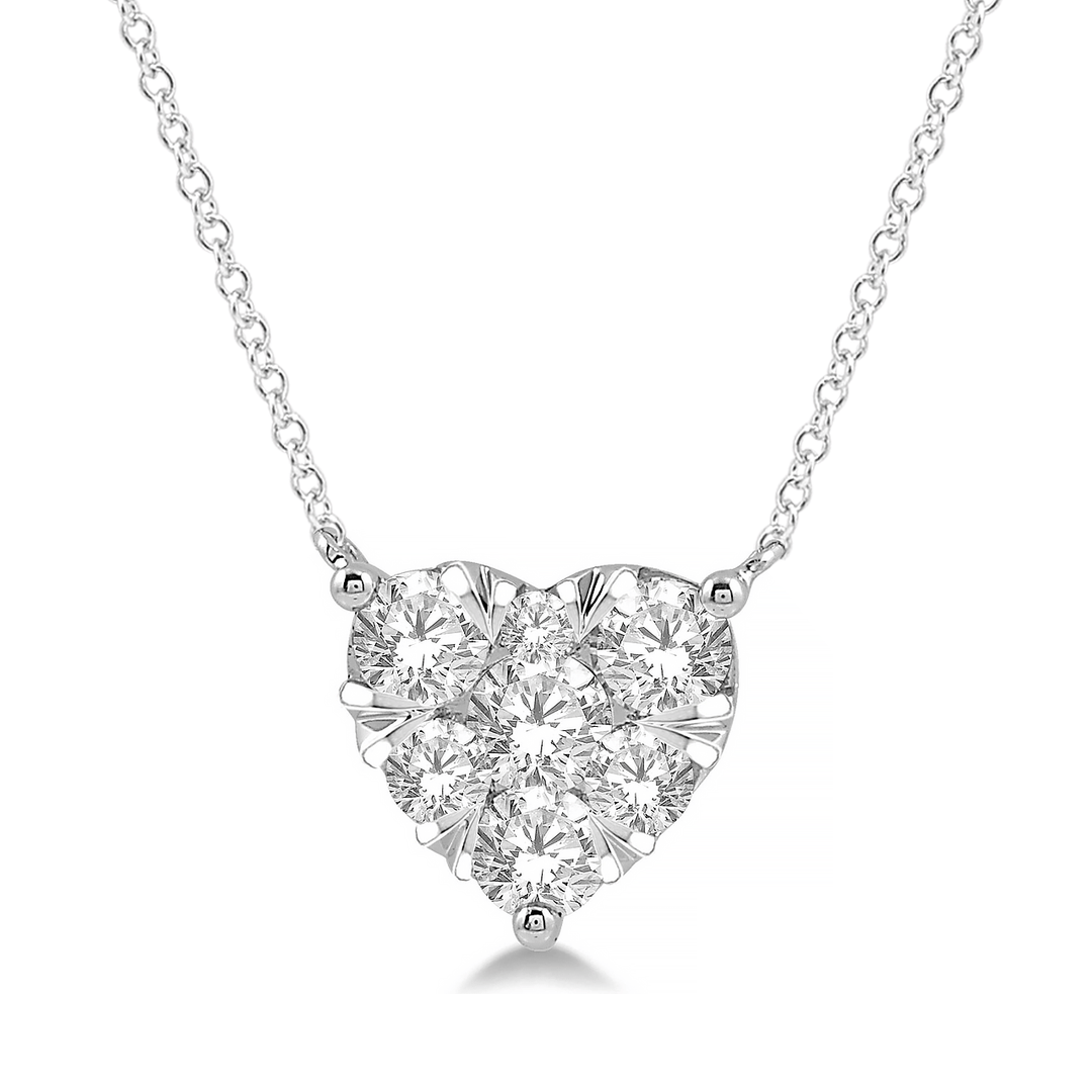 Celestial 14k White Gold and Diamond .33 Total Weight Heart Pendant