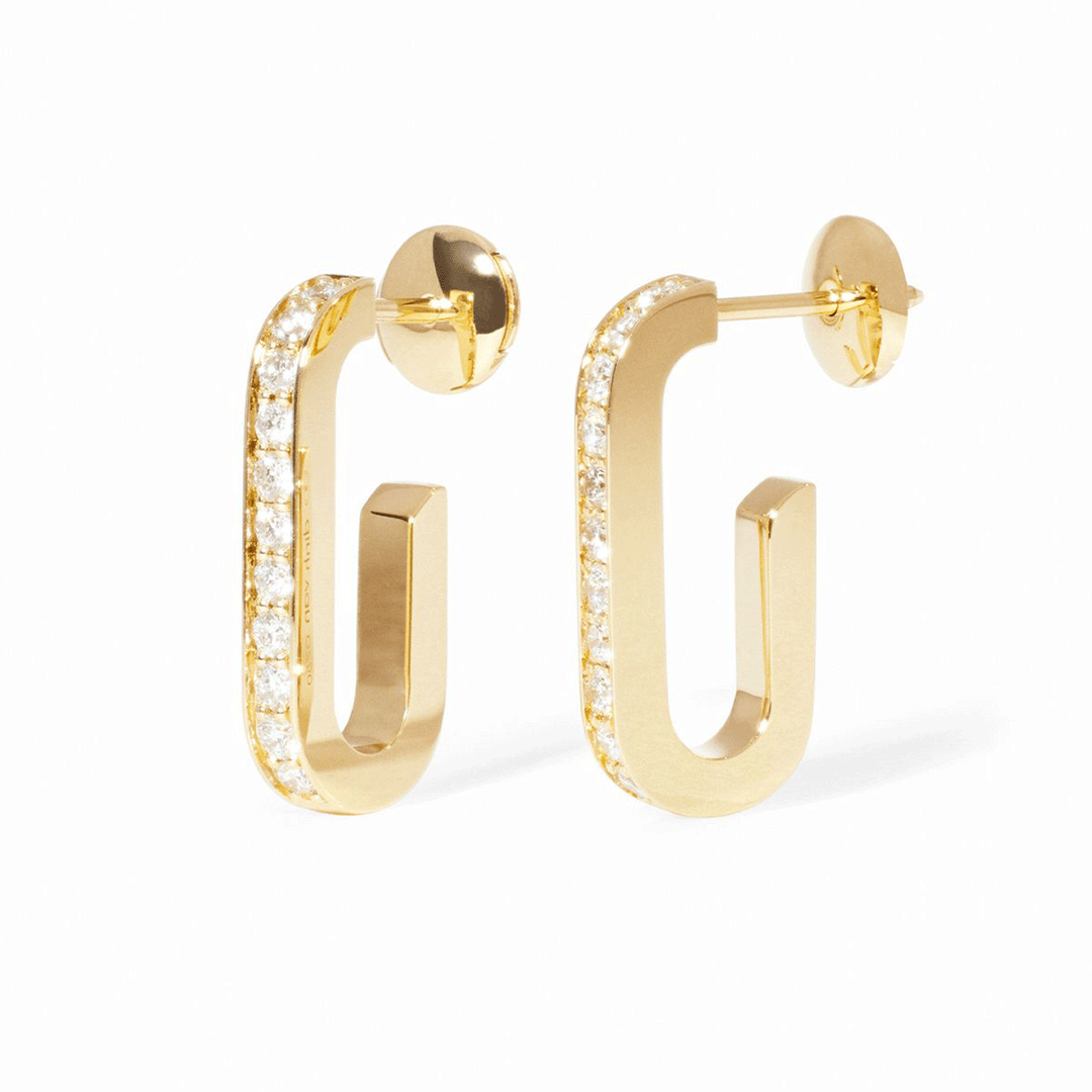 Dinh Van Maillon 18k Yellow Gold and Diamond Earrings