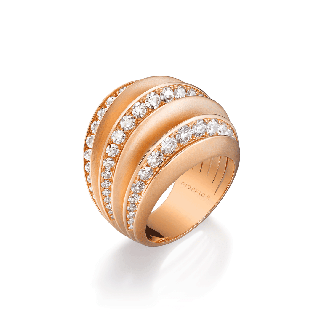 Georgio B 18k Rose Gold and Diamond Palma 3 Row Ring