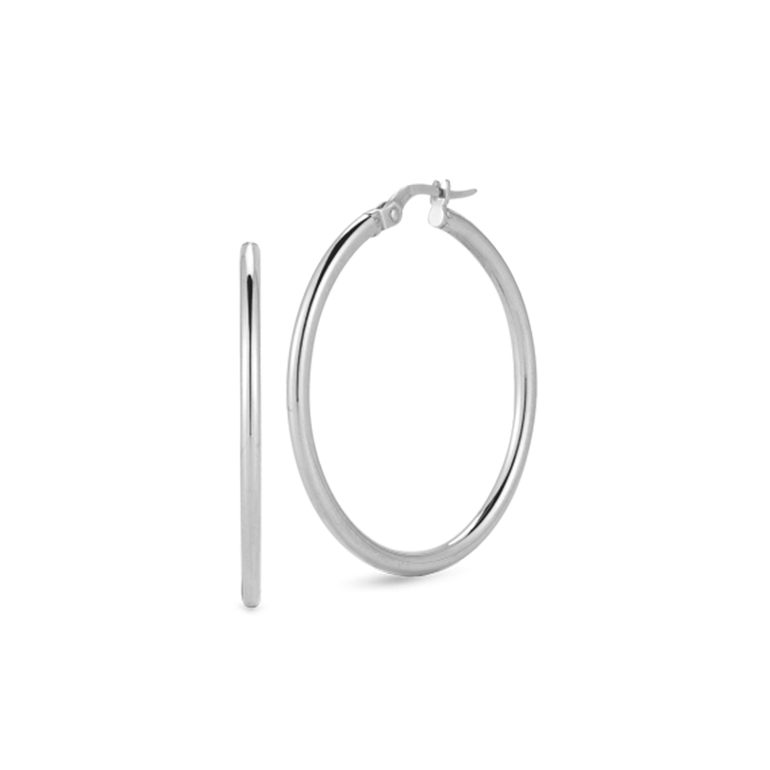 Roberto Coin Perfect 18k White Gold 35mm Hoop Earrings