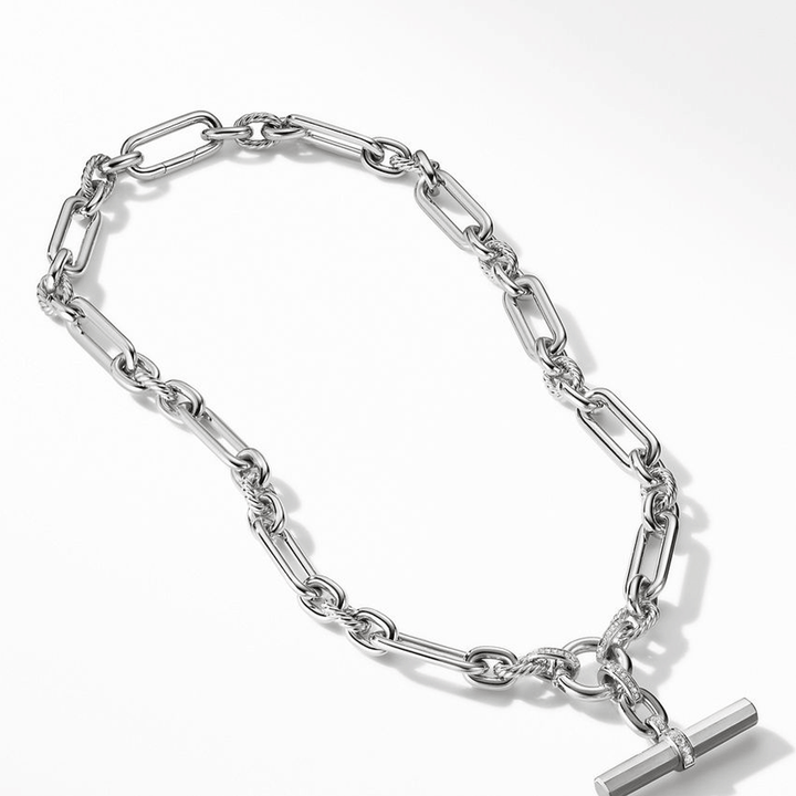 David Yurman Lexington Chain Necklace Sterling Silver with Diamonds, 9.8mm