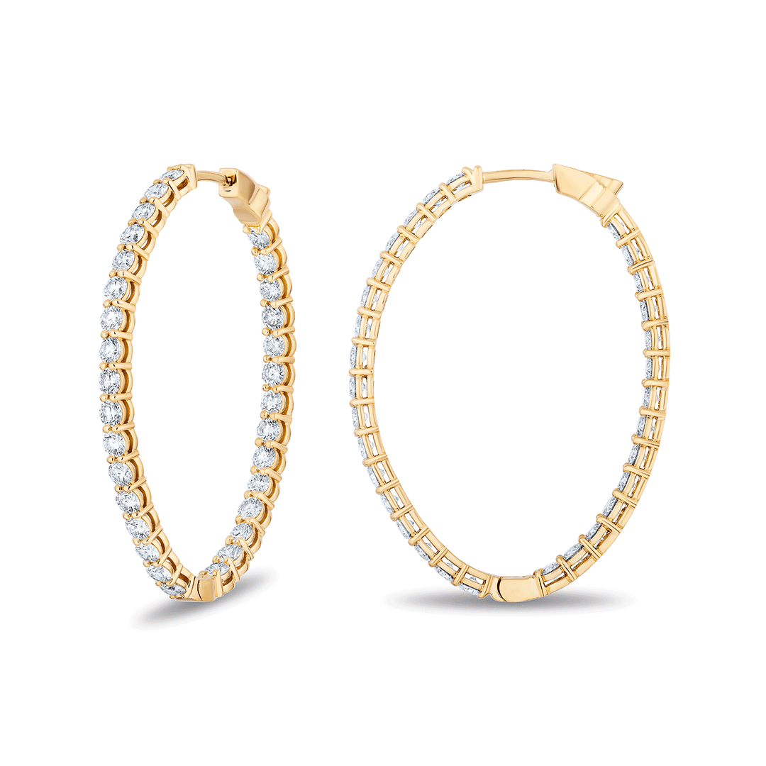 18k Gold Natural Diamond 4.65 Total Weight In Out Hoops