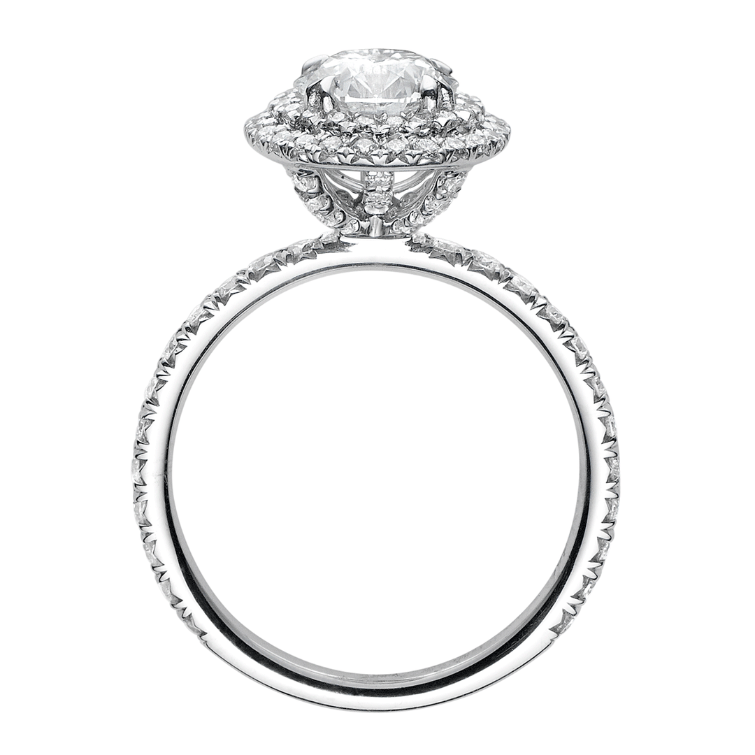 Hamilton Lisette Collection 18k White Gold and 0.55 Total Weight Diamond Double Halo Mounting Ring