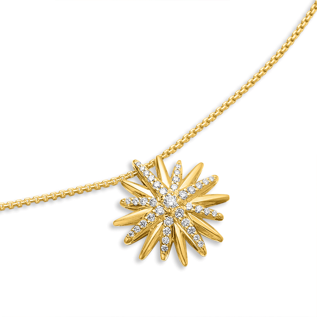 David Yurman Starburst Pendant Necklace in 18k Yellow Gold with Diamonds
