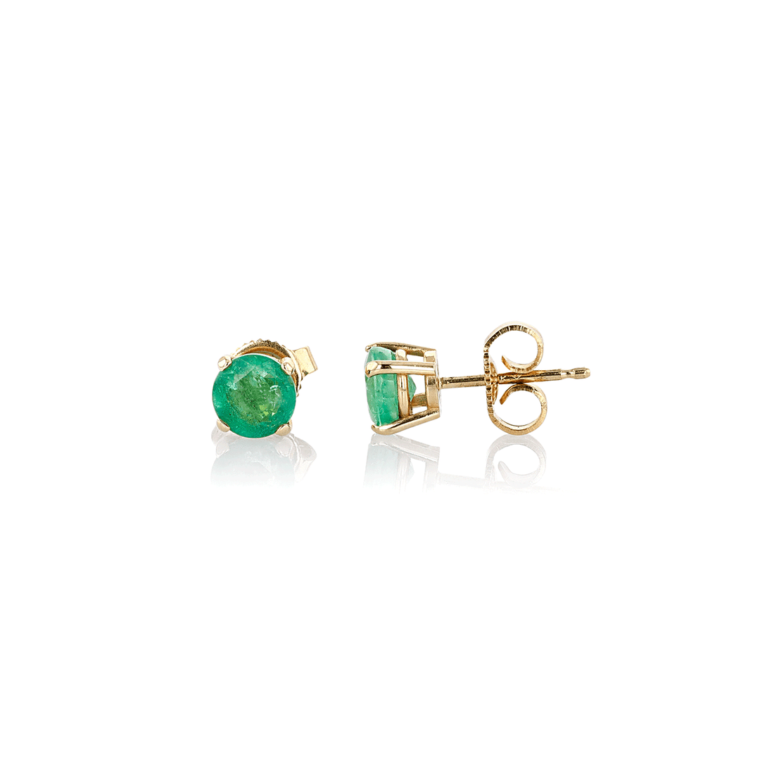 14k 5mm Emerald Birthstone May Stud Earrings