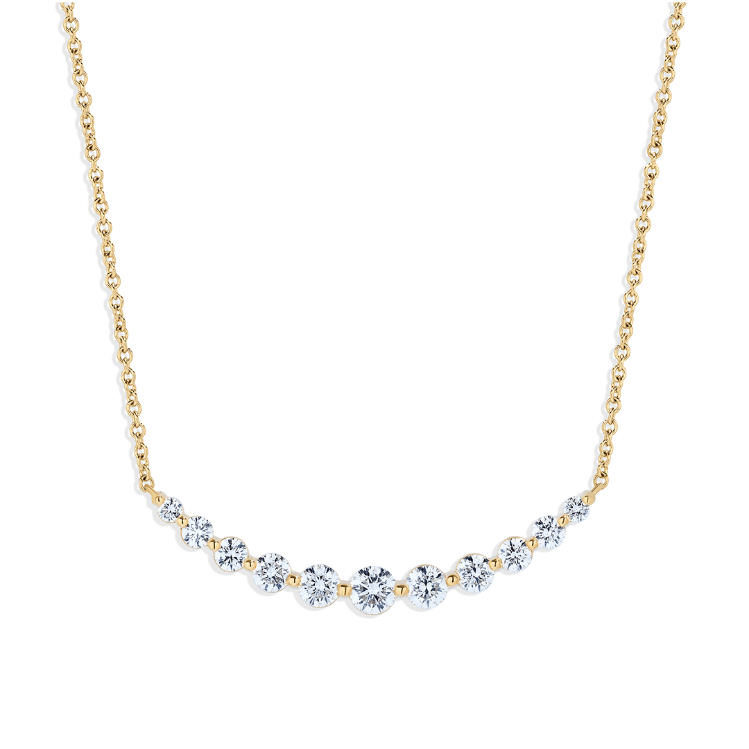 18k Yellow Gold Graduated Diamond 1.00 Total Weight Necklace