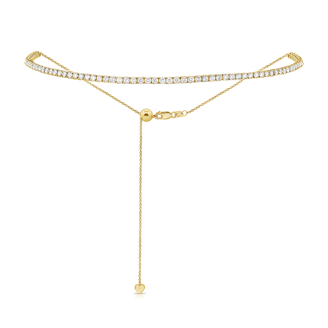 14k Yellow Gold and Diamond 3.38 Total Weight Choker Necklace