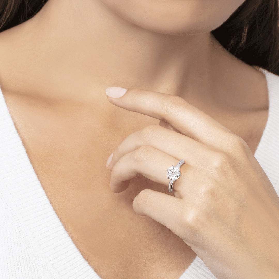 Embrace Platinum Engagement Ring For Round Diamond