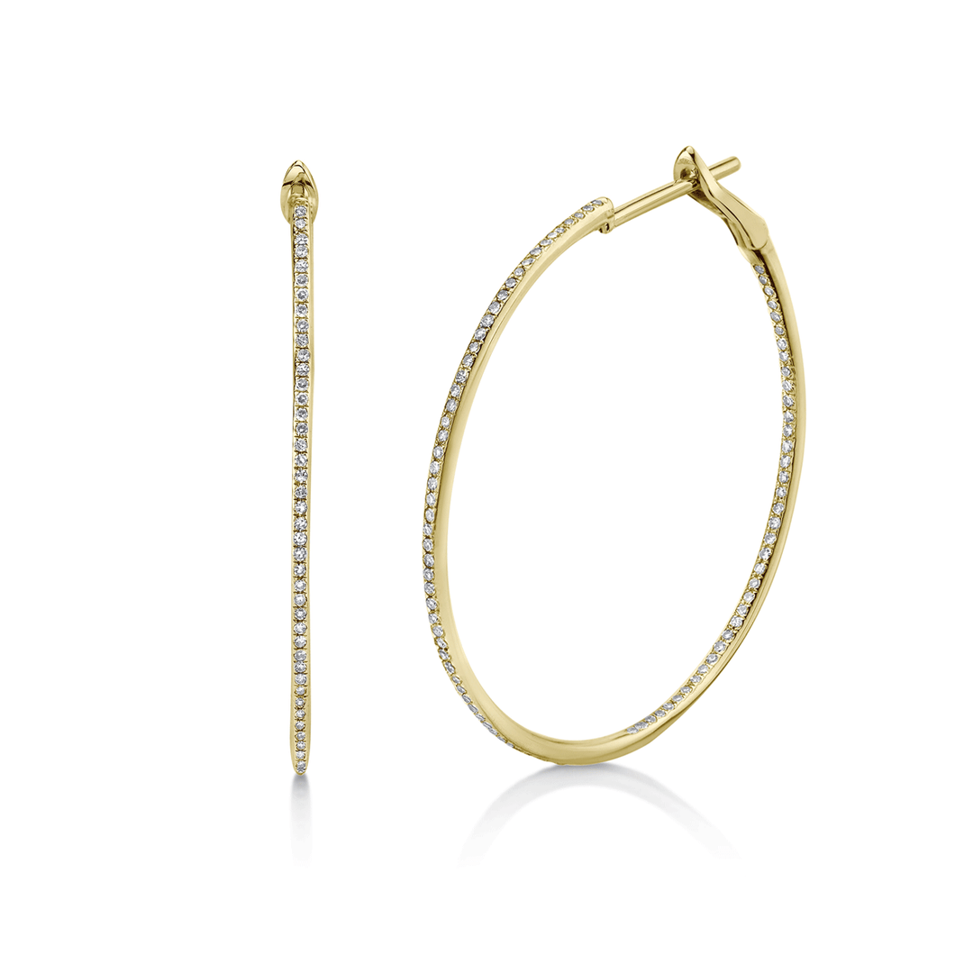 14k Gold .50 Total Weight Diamond In and Out Hoops
