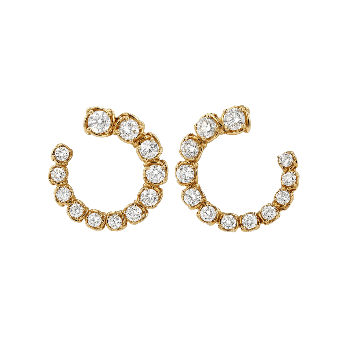 Hamilton Duet Collection 18k Yellow Gold Hoops Natural Diamonds 2.05 Total Weight