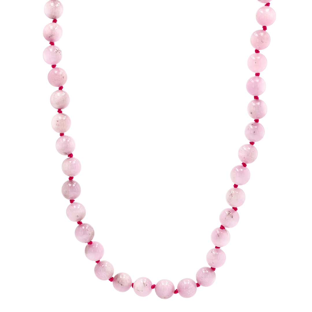 Hot-Pink Silk Kunzite Bead Necklace