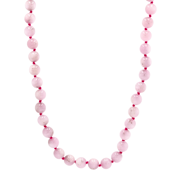 Hot-Pink Silk Kunzite Bead Necklace