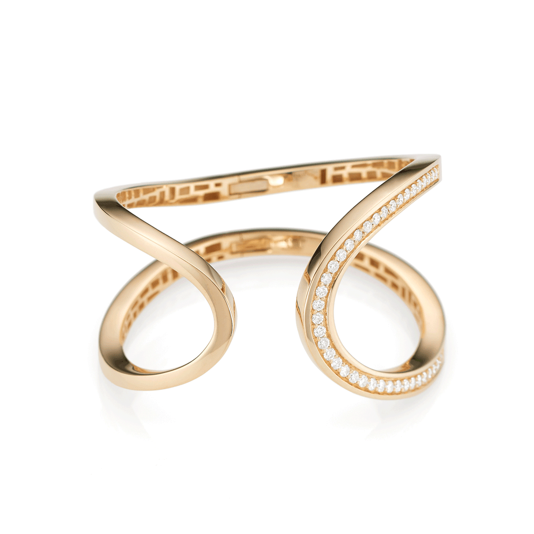 18k Yellow Gold and Diamond Cuff Bracelet