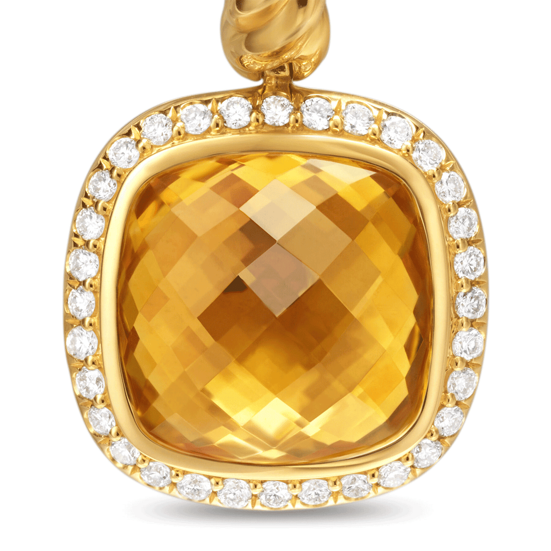 David Yurman Albion® Drop Earrings 18K Yellow Gold with Citrine and Diamonds, 10mm