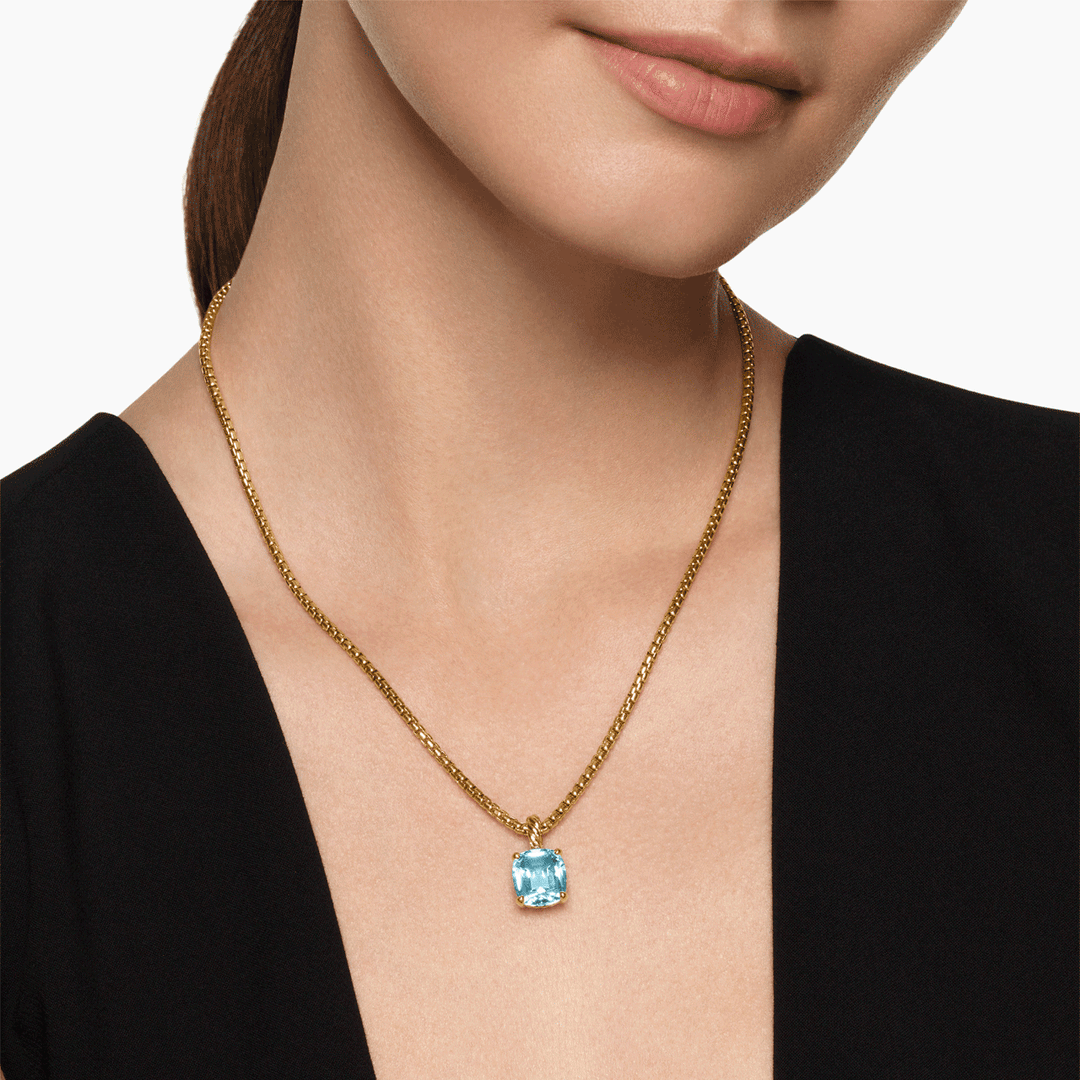 David Yurman Marbella Pendant 18k Yellow Gold with Sky Blue Topaz, 12mm