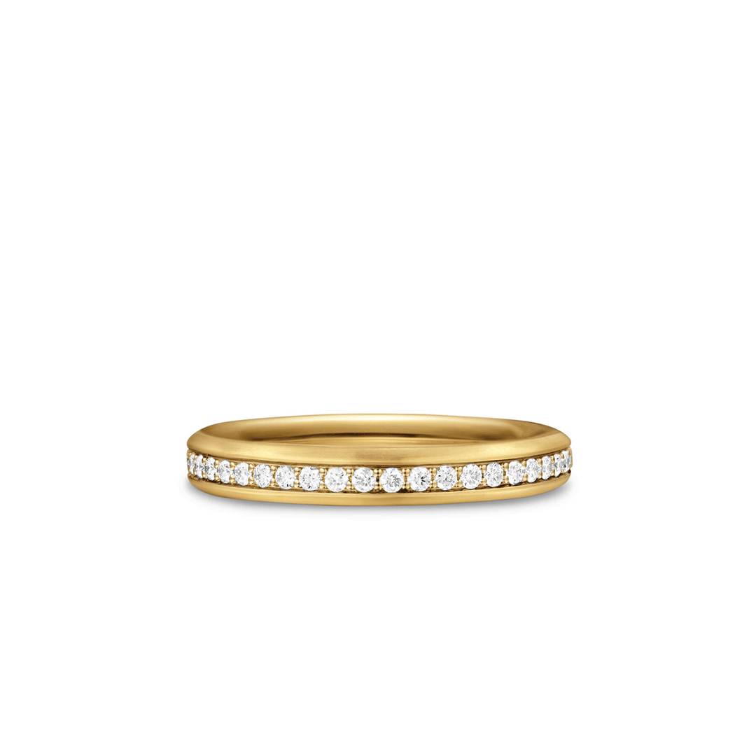 David Yurman Beveled Band Ring 18K Yellow Gold with Diamonds, 3.5mm