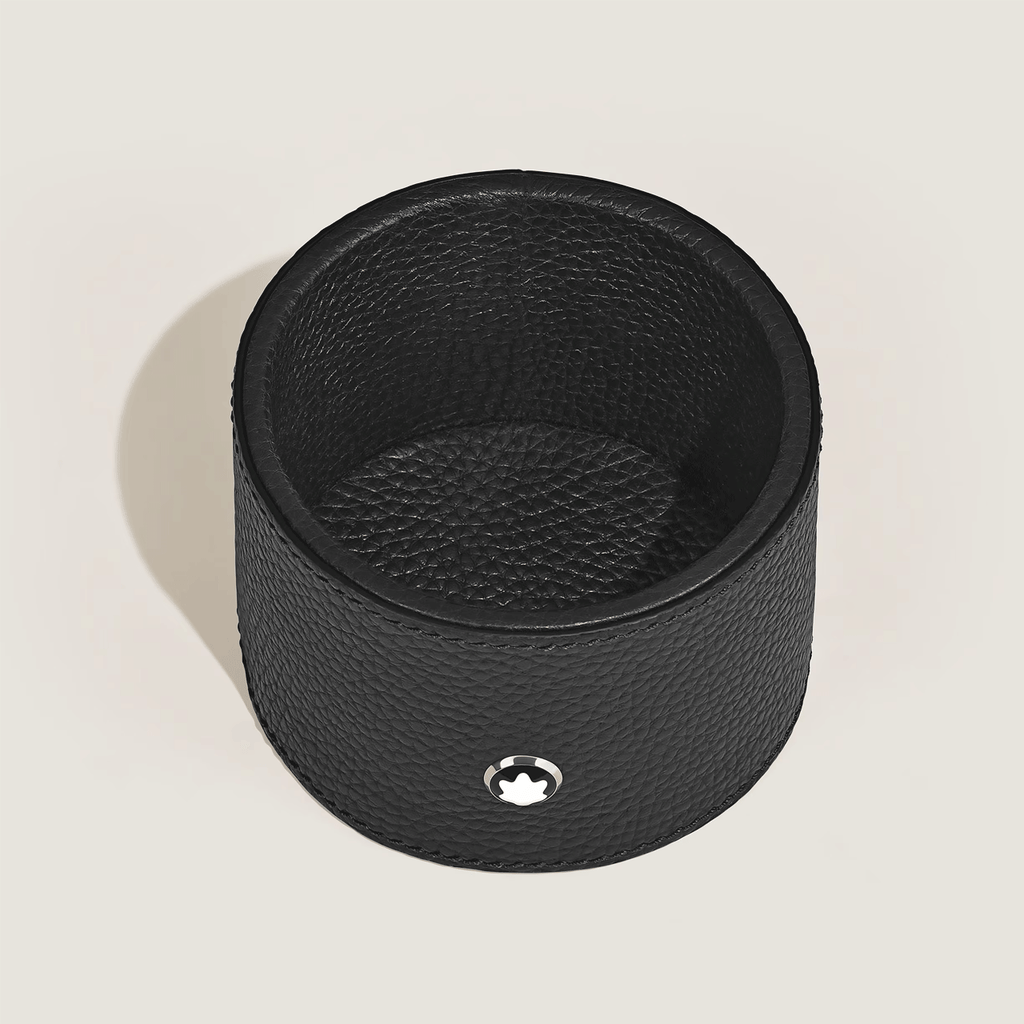 Montblanc Medium Round Desk Tray in Grain Leather Ebony