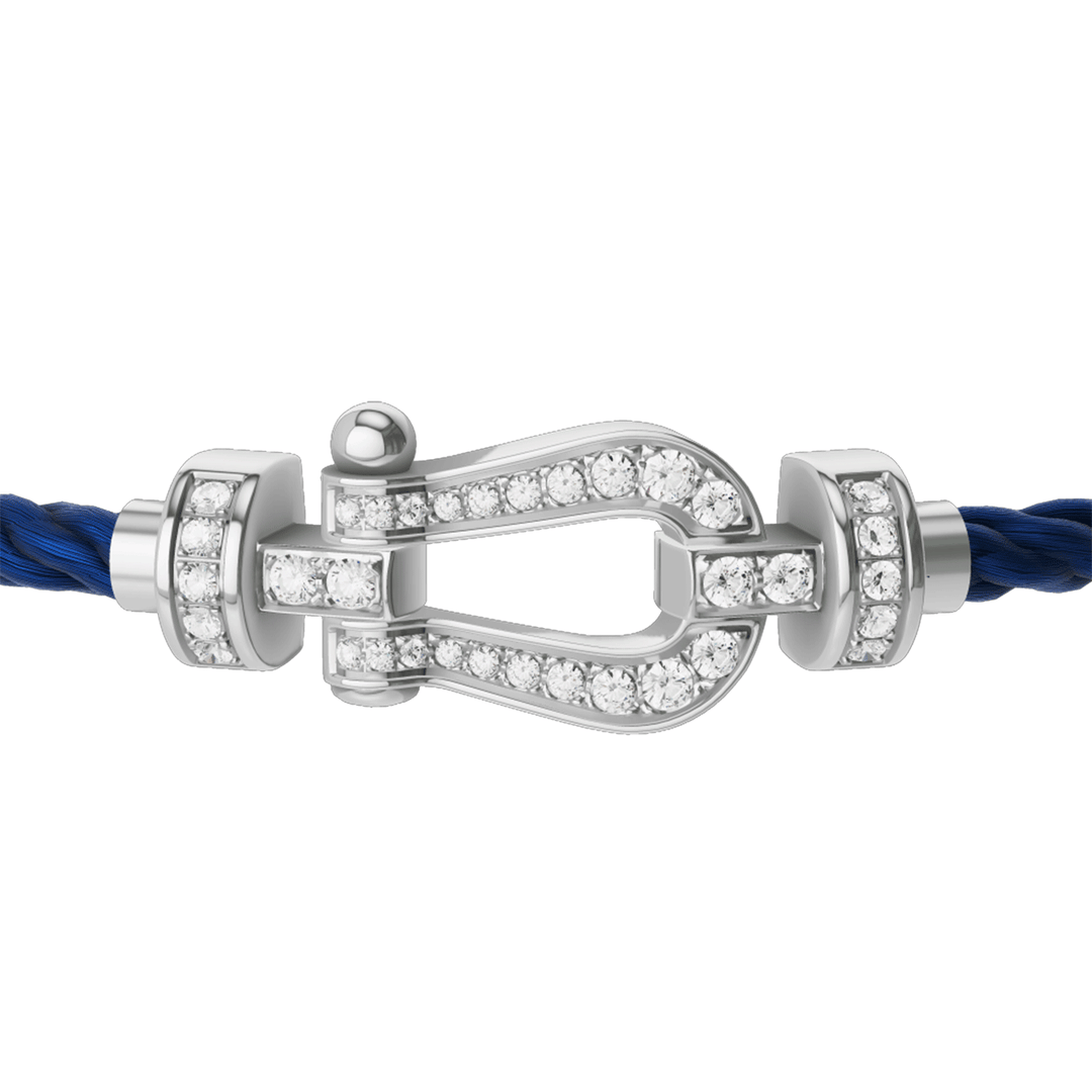 FRED Navy Cord Bracelet with 18k White Diamond MD Buckle,Exclusively at Hamilton Jewelers
