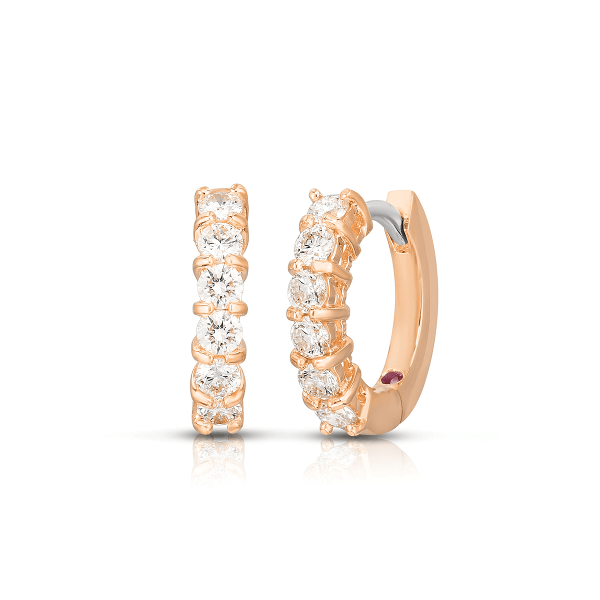 Roberto Coin Classic Diamond and Rose Gold Huggy Earrings