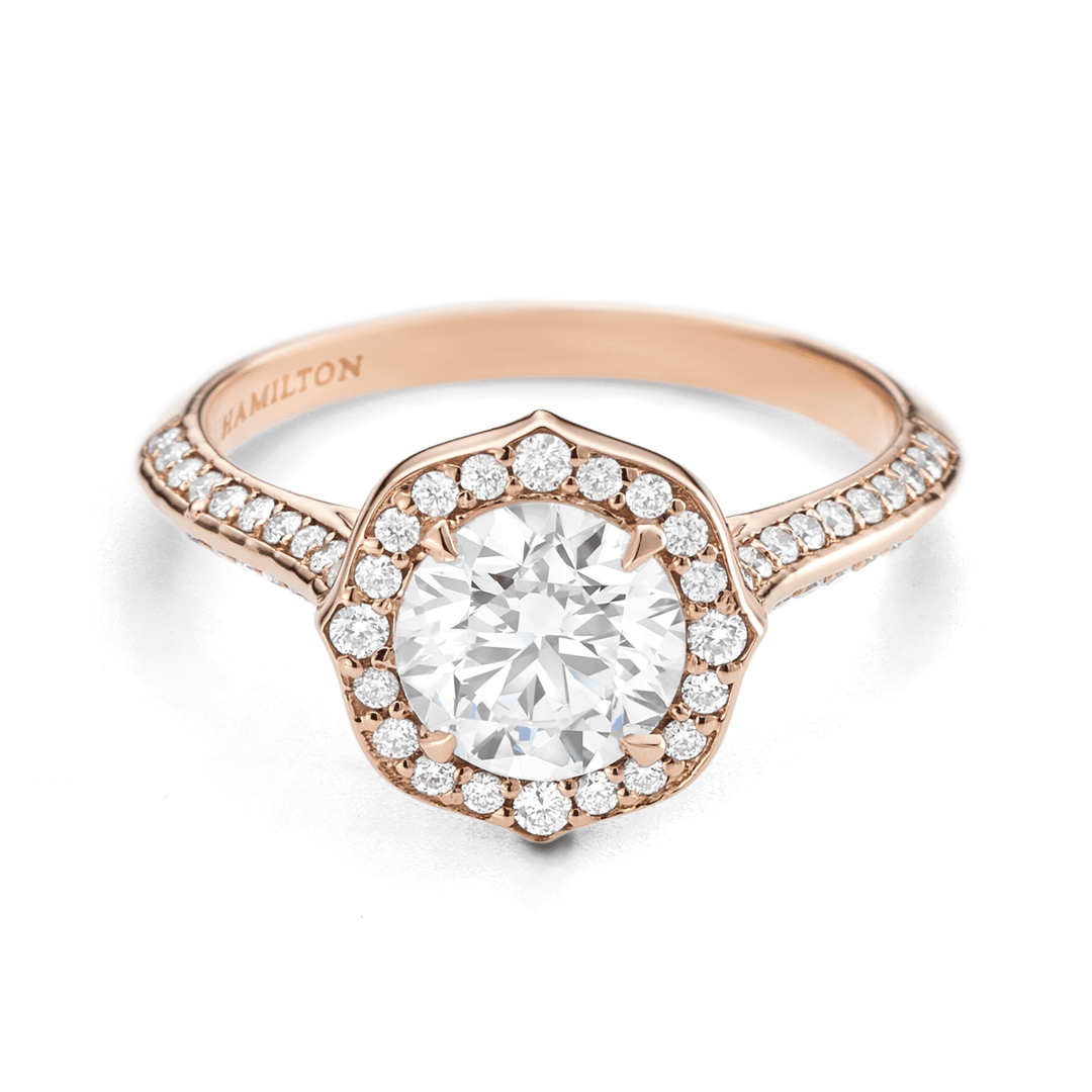 18k Rose Gold and .31CT Diamond Octagon Halo Engagement Mounting Ring