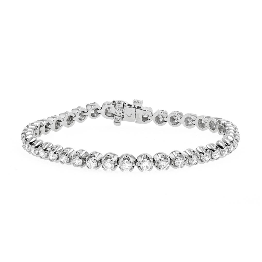 14k White Gold and 4.25 Total Weight Diamond Line Bracelet