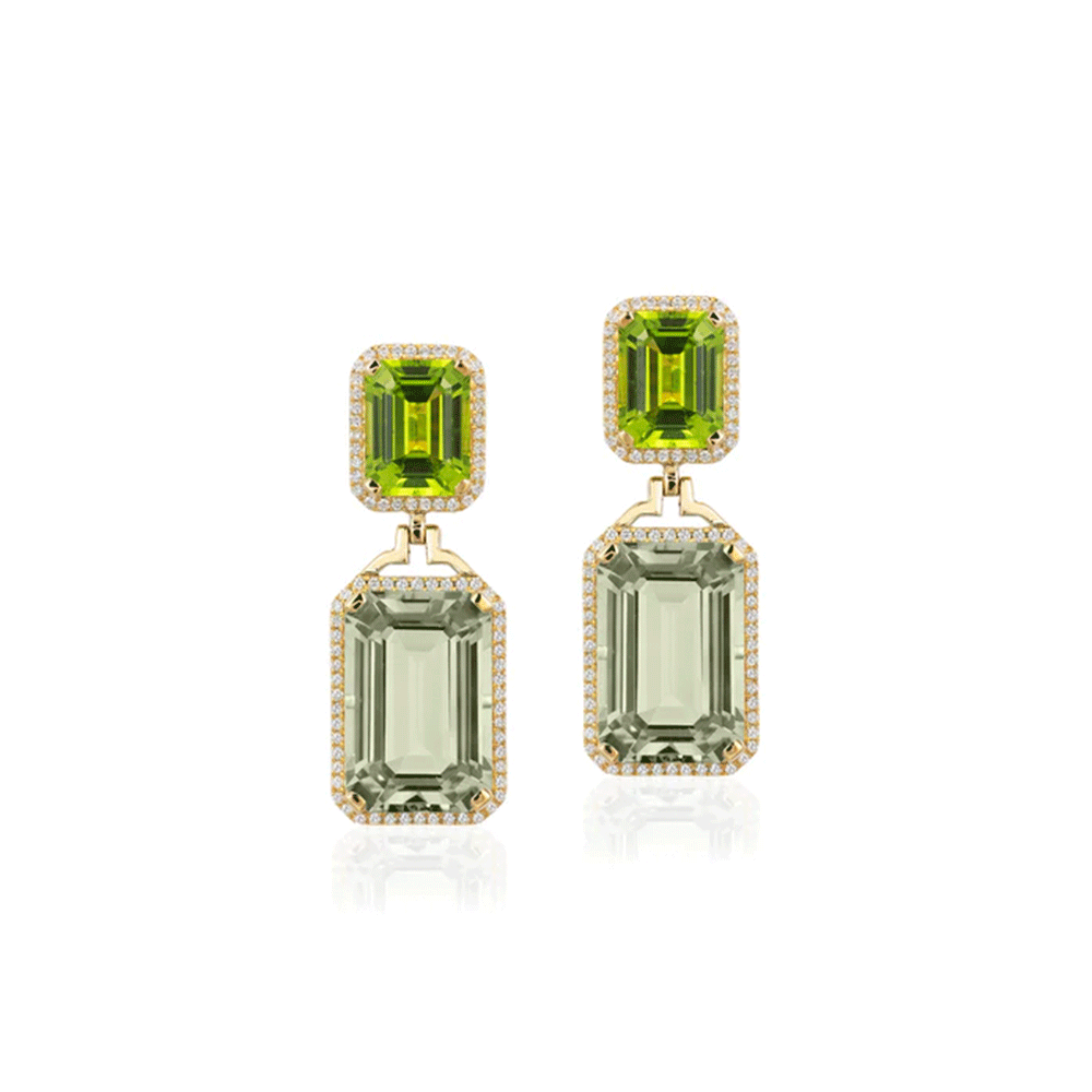 Goshwara Gossip 18k Yellow Gold Prasiolite and Peridot Earrings
