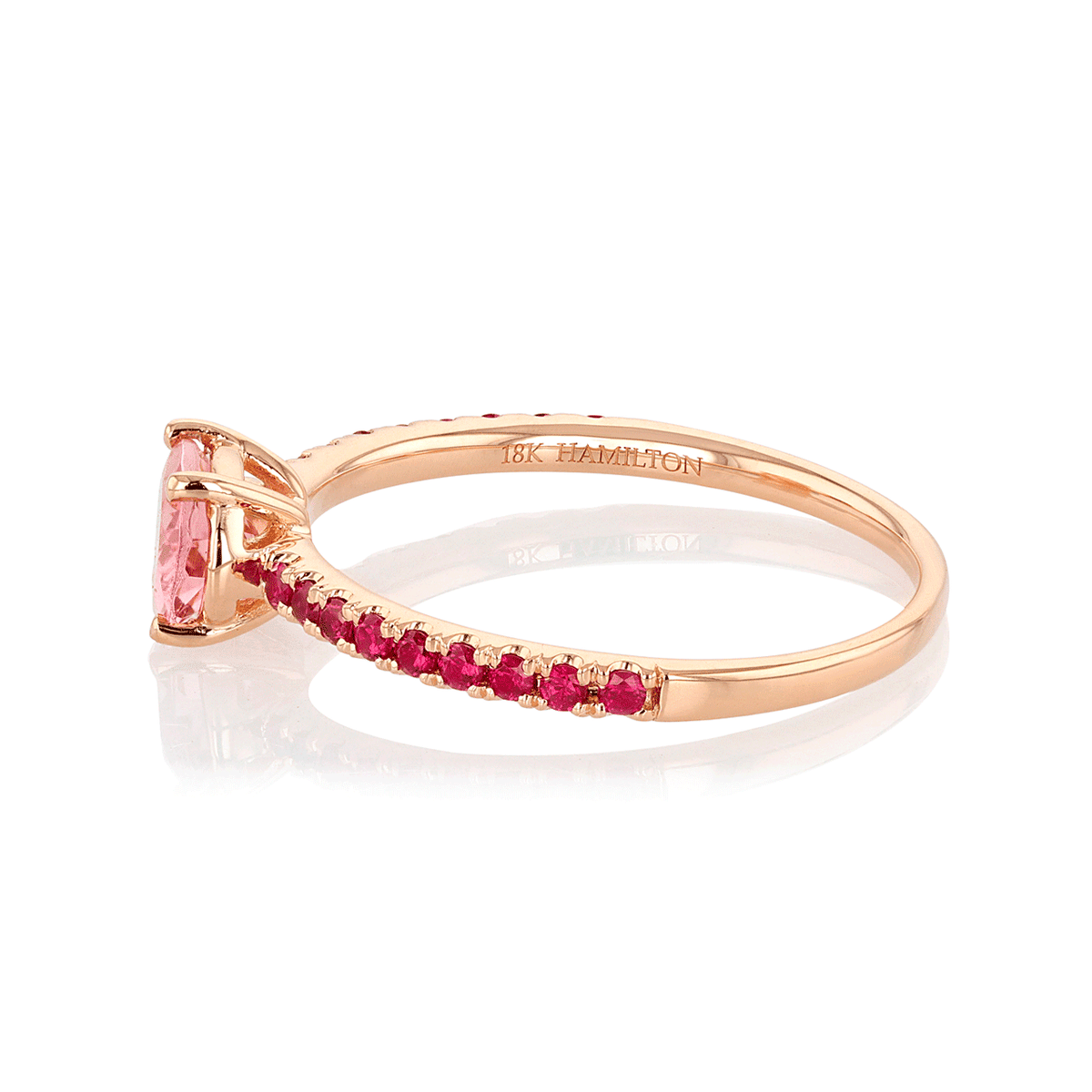 Hamilton Facets Collection 18k Rose Gold Pink Tourmaline and Ruby Ring
