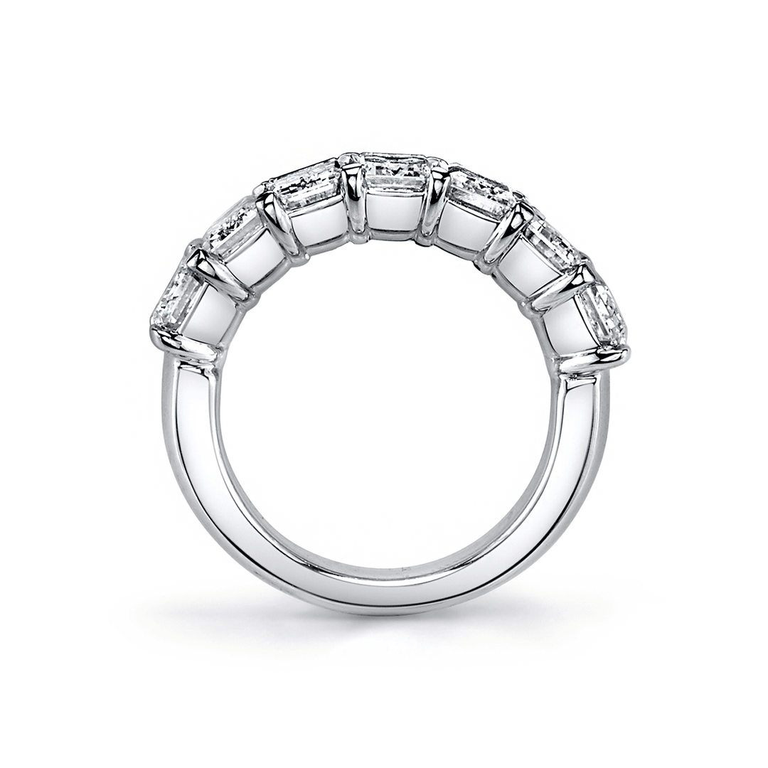 Platinum and Emerald Cut Diamond 4.22 Total Weight Band