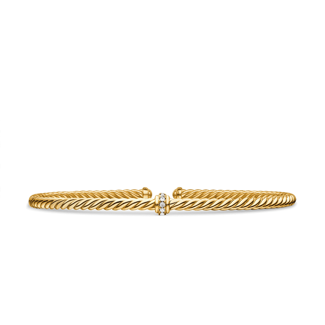 David Yurman Renaissance Center Station Bracelet with Diamonds in 18k Yellow Gold, 3mm