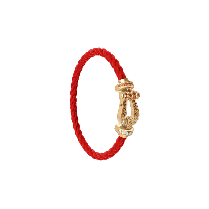 Fred FORCE 10 Blue Cable 18k Yellow Gold diamond paved and colored gem stones LG Buckle, Exclusively at Hamilton Jewelers