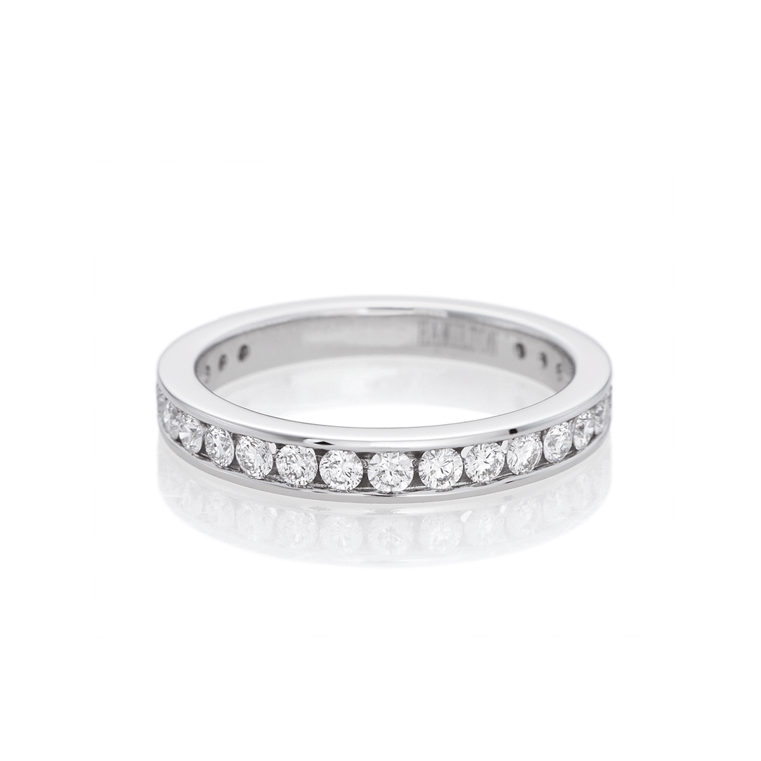 Hamilton Cherish Collection 18k White Gold and 0.65 Total Weight Diamond 3/4 Way Wedding Channel Set Band