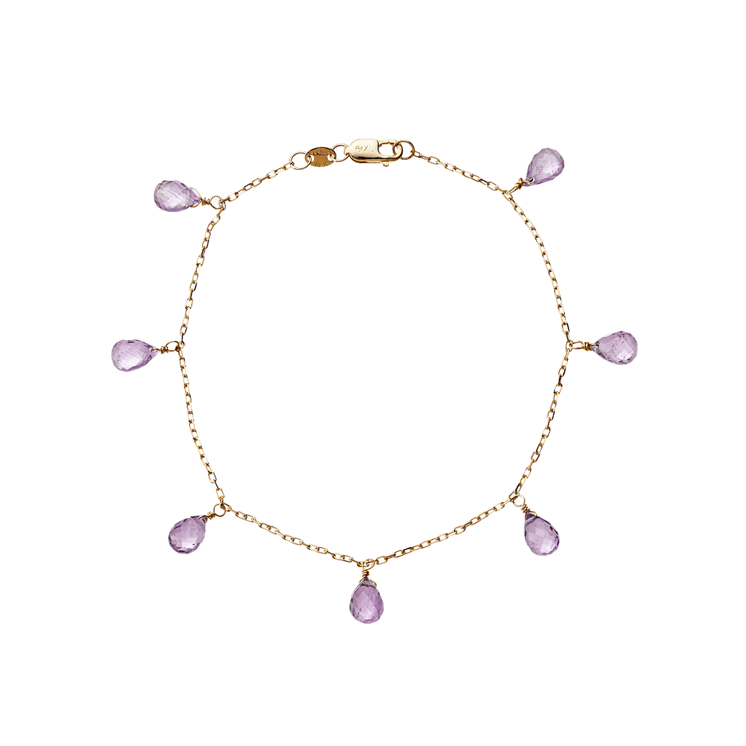 Calypso 14k Gold Amethyst Drop Bracelet