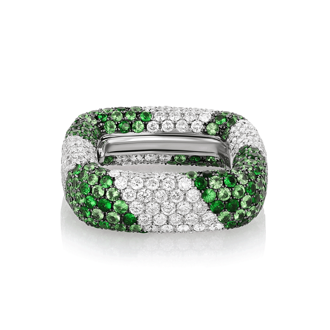 18k White Gold Tsavorite and Diamond Eternity Band